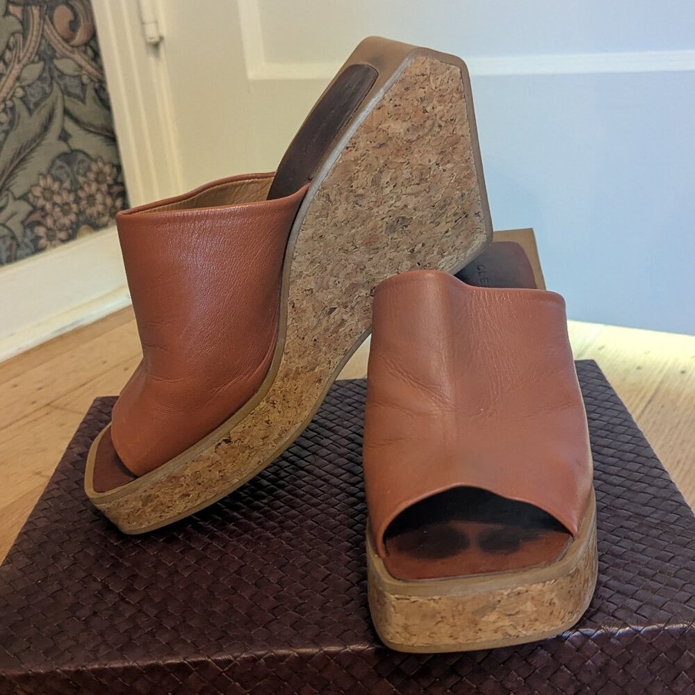 Robert Clergerie Emilia Wedges Platforms Brown Slides Size 39